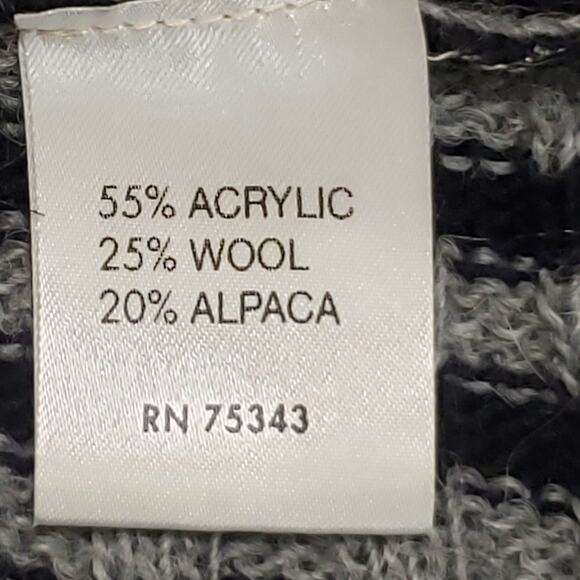 Lineamaglia Italy Wool Alpaca Blend Drape Front Cardigan Black Grey Stripe Sz Sm - Picture 6 of 11